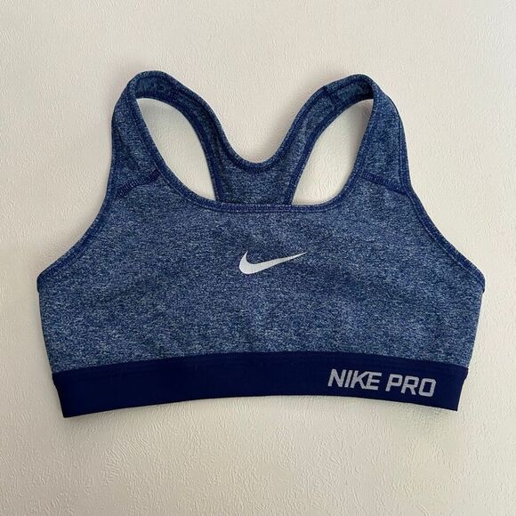 Nike Pro Dri-FIT Sports Bra XS Heather Navy Blue Medium Support - Picture 1 of 6